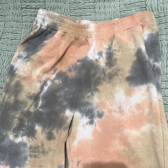 Lush Womens Coral Yell Tie Dye Smocked Waist Jogger Pull On Pants size M - Picture 3 of 6